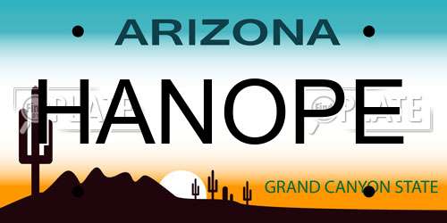 HANOPE Arizona License Plate