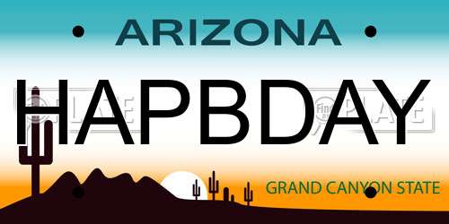 HAPBDAY Arizona License Plate