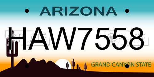 HAW7558 Arizona License Plate