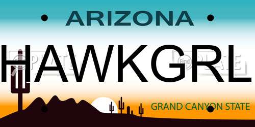 HAWKGRL Arizona License Plate