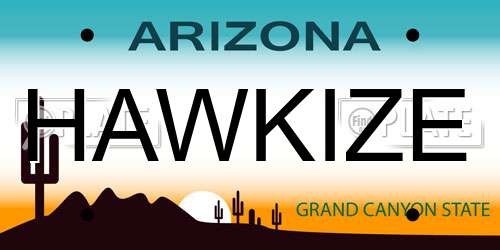 HAWKIZE Arizona License Plate
