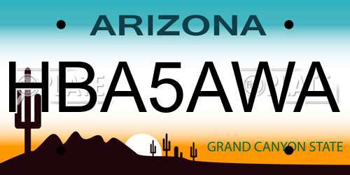 HBA5AWA Arizona License Plate