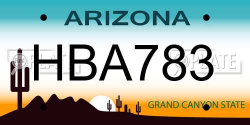 HBA783 Arizona License Plate