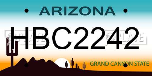 HBC2242 Arizona License Plate