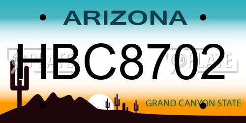 HBC8702 Arizona License Plate