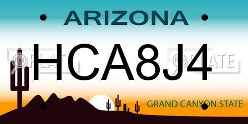 HCA8J4 Arizona License Plate
