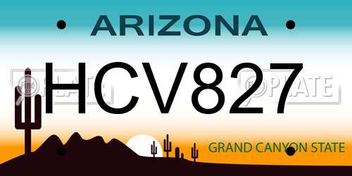 HCV827 Arizona License Plate