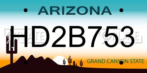 HD2B753 Arizona License Plate