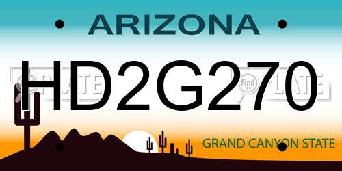 HD2G270 Arizona License Plate