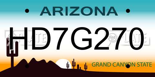 HD7G270 Arizona License Plate