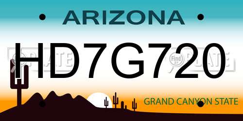 HD7G720 Arizona License Plate