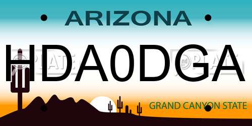 HDA0DGA Arizona License Plate