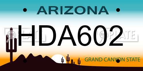 HDA602 Arizona License Plate