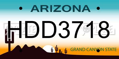 HDD3718 Arizona License Plate