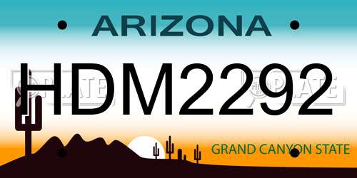 HDM2292 Arizona License Plate