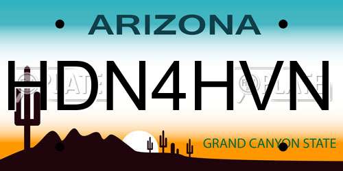 HDN4HVN Arizona License Plate