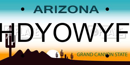 HDYOWYF Arizona License Plate