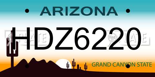 HDZ6220 Arizona License Plate