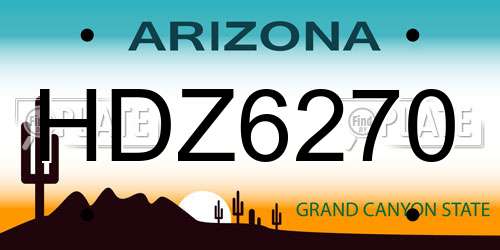 HDZ6270 Arizona License Plate