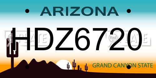 HDZ6720 Arizona License Plate