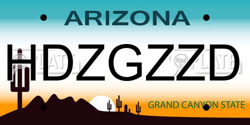 HDZGZZD Arizona License Plate