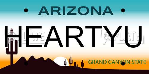 HEARTYU Arizona License Plate