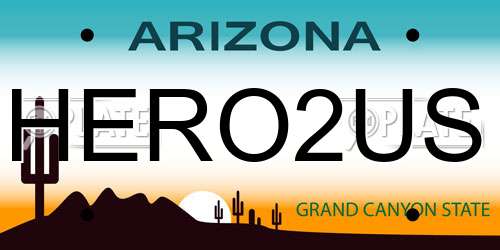 HERO2US Arizona License Plate
