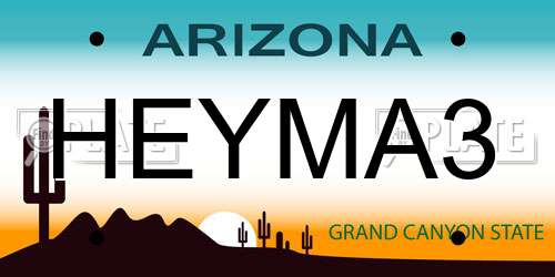 HEYMA3 Arizona License Plate