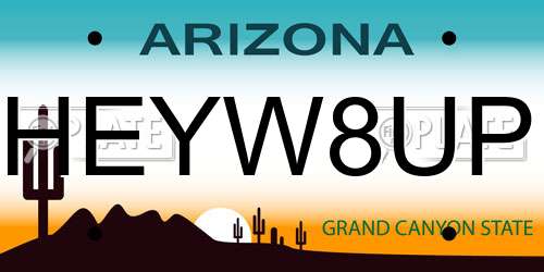 HEYW8UP Arizona License Plate