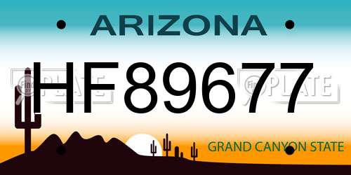 HF89677 Arizona License Plate