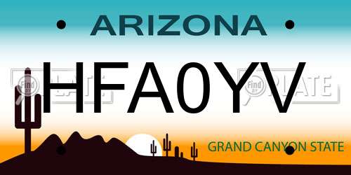HFA0YV Arizona License Plate