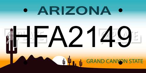 HFA2149 Arizona License Plate