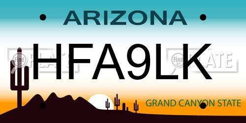 HFA9LK Arizona License Plate