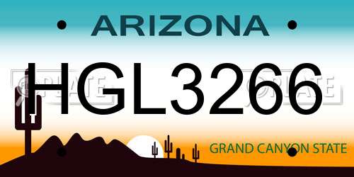 HGL3266 Arizona License Plate