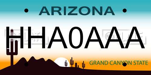 HHA0AAA Arizona License Plate