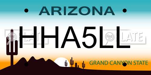 HHA5LL Arizona License Plate