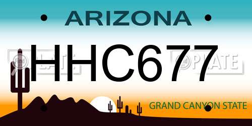 HHC677 Arizona License Plate