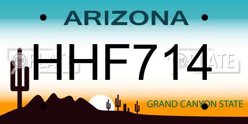HHF714 Arizona License Plate