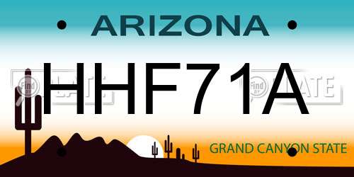 HHF71A Arizona License Plate