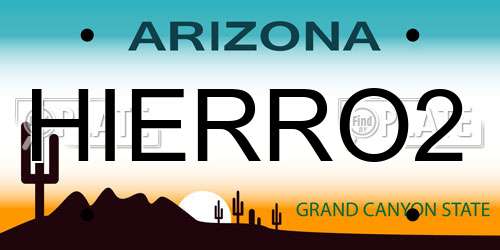 HIERRO2 Arizona License Plate