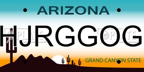 HJRGGOG Arizona License Plate