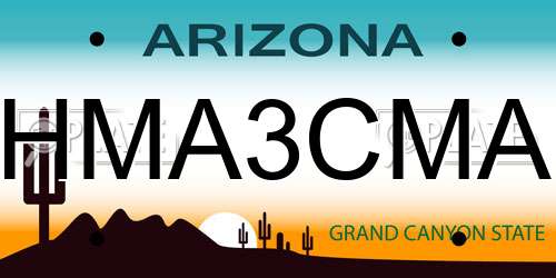 HMA3CMA Arizona License Plate