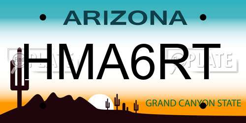 HMA6RT Arizona License Plate