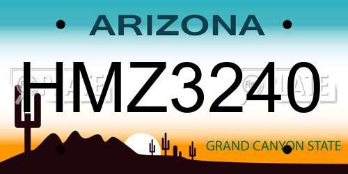 HMZ3240 Arizona License Plate