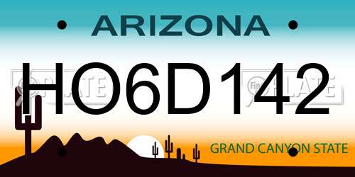 HO6D142 Arizona License Plate