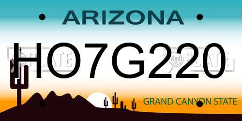 HO7G220 Arizona License Plate