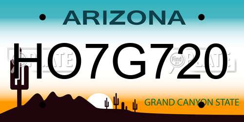 HO7G720 Arizona License Plate