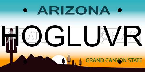 HOGLUVR Arizona License Plate