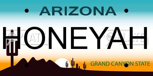 HONEYAH Arizona License Plate