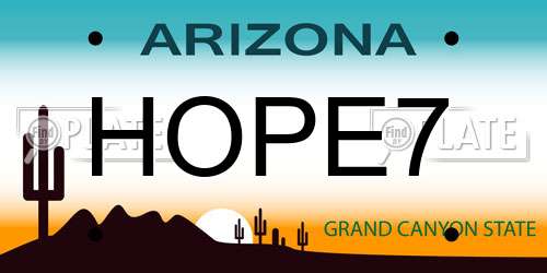HOPE7 Arizona License Plate